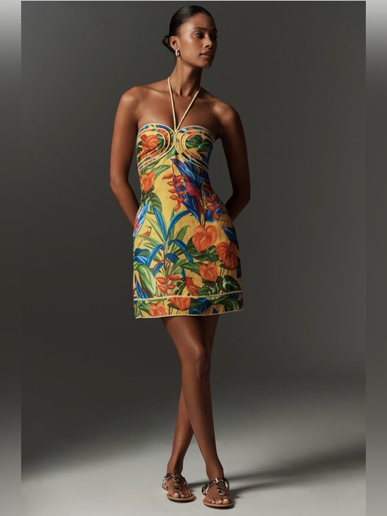 FARM Rio Dresses & Skirts - Farm Rio Bright Nature Linen Halter Mini Dress